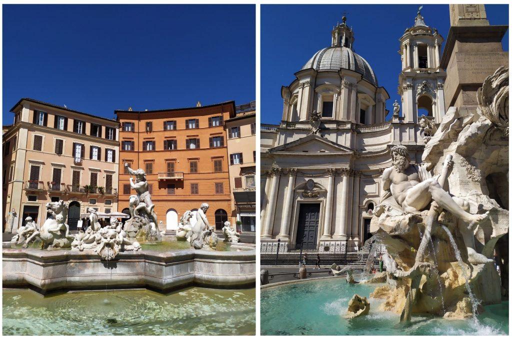 Les fontaines sur les places à Rome